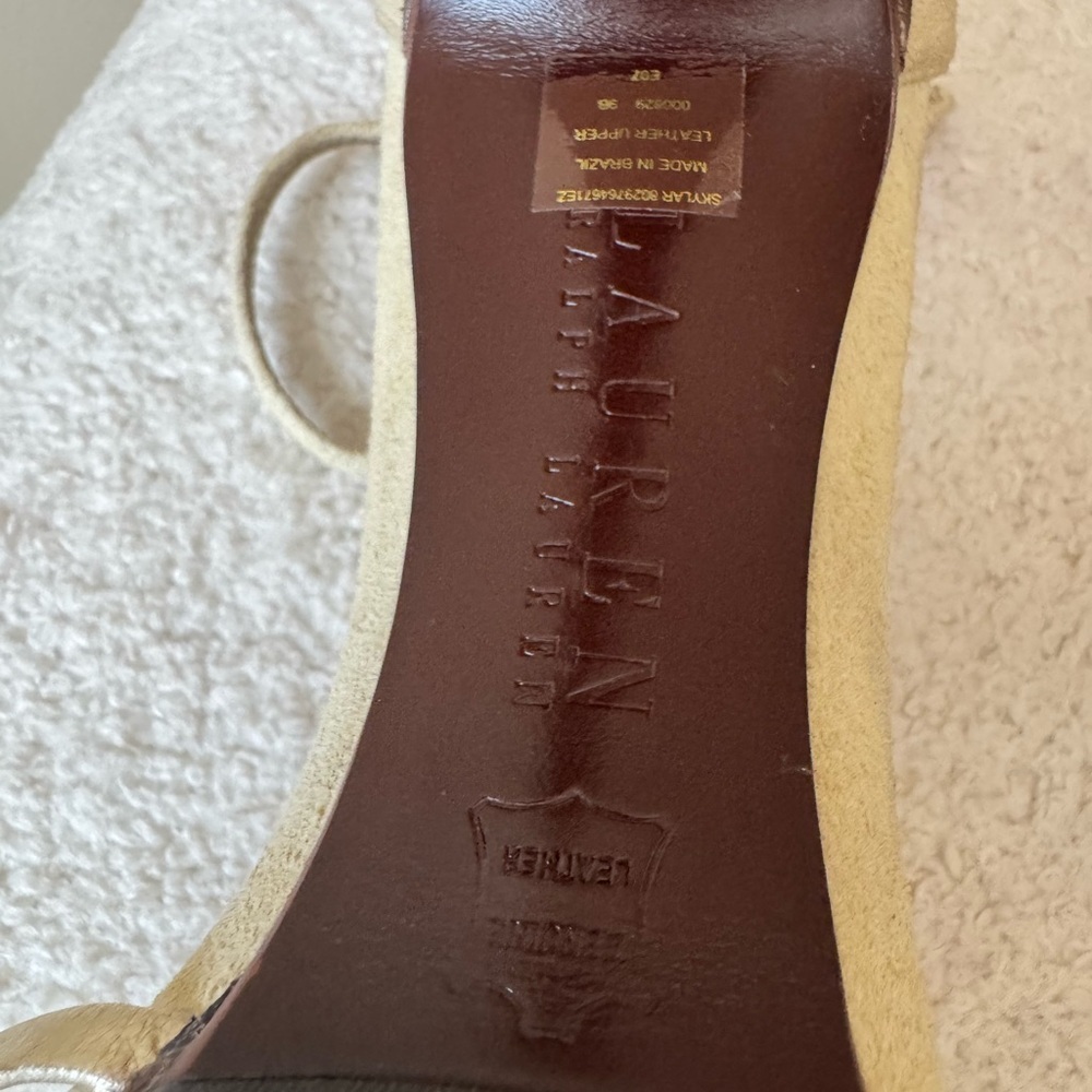 Ralph Lauren Gold and Cream Heels - Picture 11 of 15